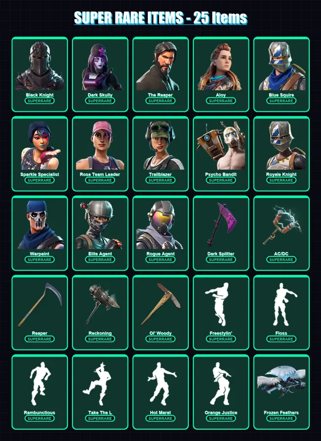 [PC/XBOX/PSN] | Black Knight | Dark Skully | Leon S. Kennedy | Omega | Cobalt Snowfoot | 444 skin | 305 pickaxe | 470 emote | 214 glider | Lv2649