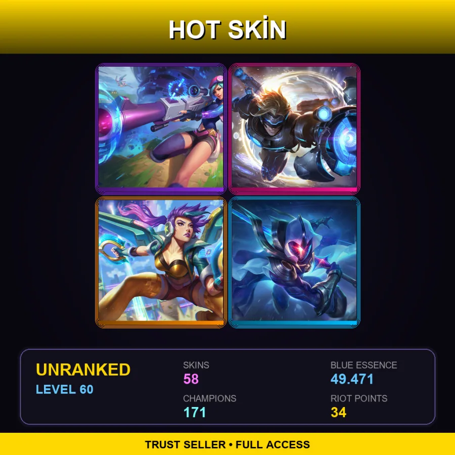 VN | Lv60 | Unranked | 58 Skin | 171 Champ — LoL account