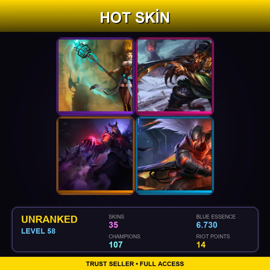 SG | Lv58 | Unranked | 35 Skin | 107 Champ — LoL account
