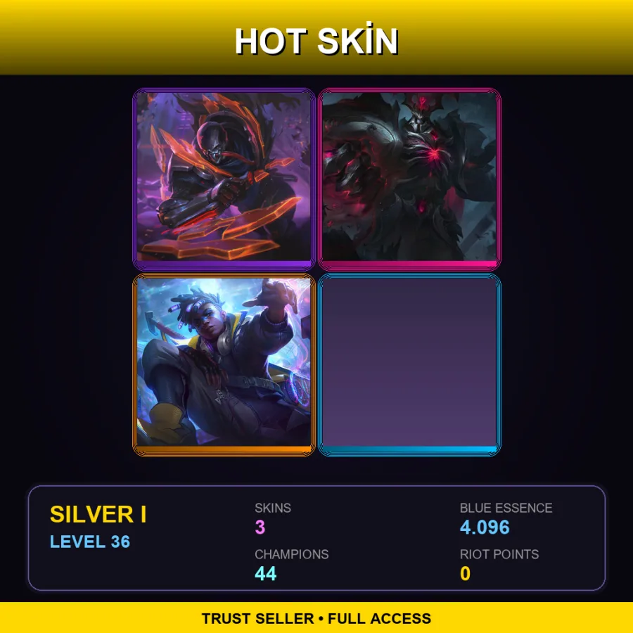 EUNE | Lv36 | Silver I | 3 Skin | 44 Champ — LoL account