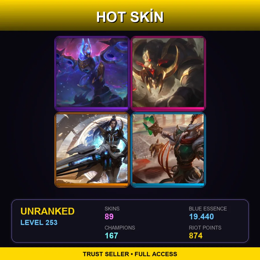 EUW | Lv253 | Unranked | 89 Skin | 167 Champ