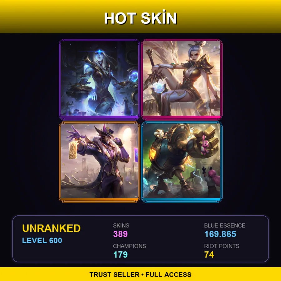BR | Lv600 | Unranked | 389 Skin | 179 Champ — LoL account