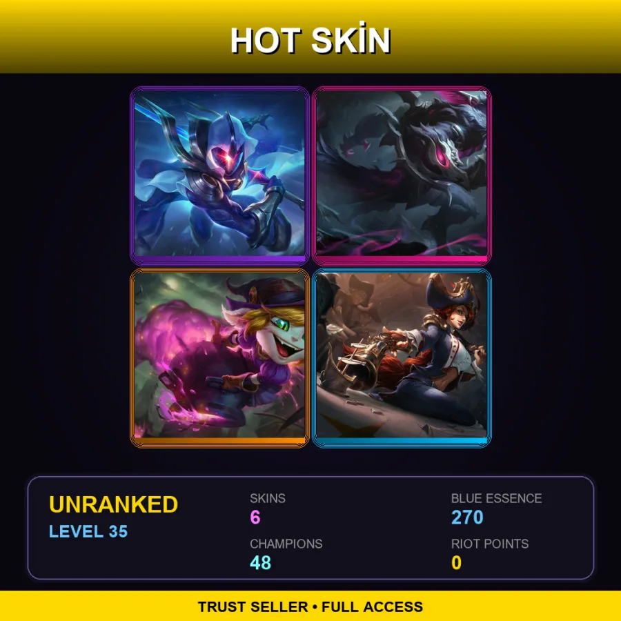 LAS | Lv35 | Unranked | 6 Skin | 48 Champ — Old God Warwick