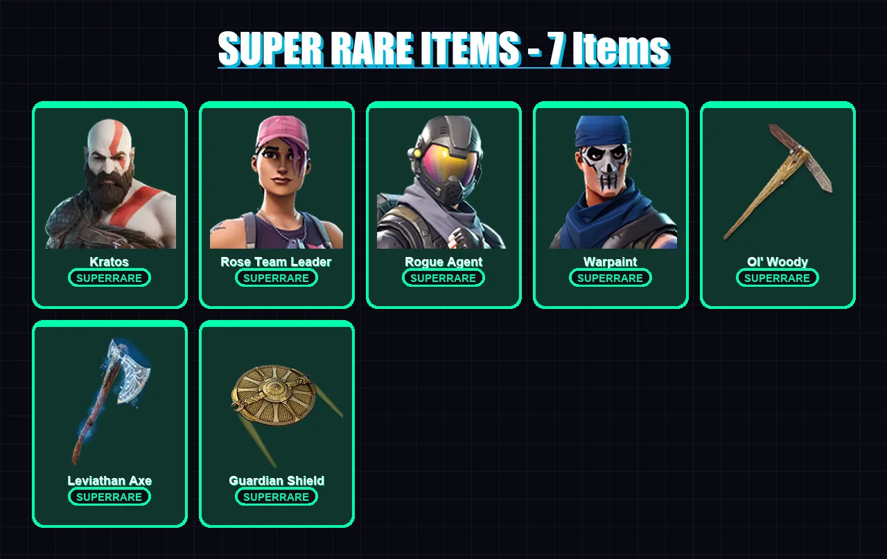 [PC] | Kratos | Rose Team Leader | Rogue Agent | Warpaint | Gear Specialist Maya | 142 skin | 162 pickaxe | 78 emote | 100 glider | Lv955