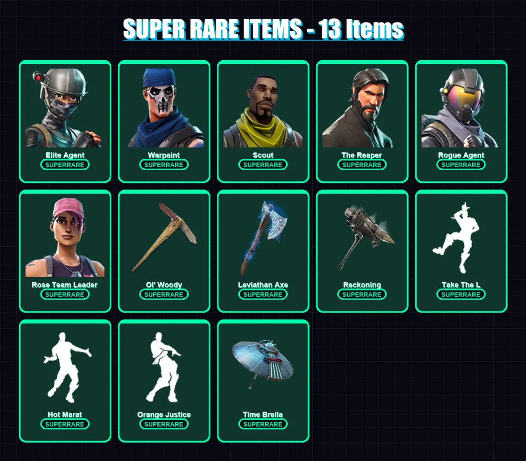 [PC/PSN] | Elite Agent | Warpaint | Scout | The Reaper | Rogue Agent | 107 skin | 124 pickaxe | 98 emote | 118 glider | Lv1489