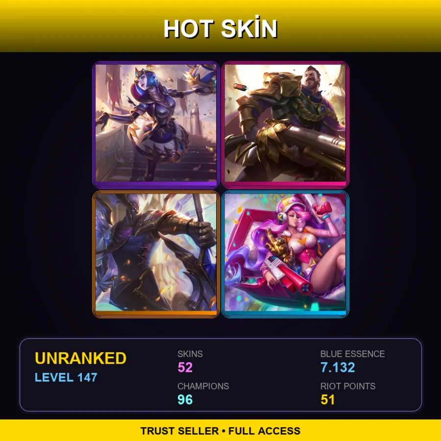 BR | Lv147 | Unranked | 52 Skin | 96 Champ