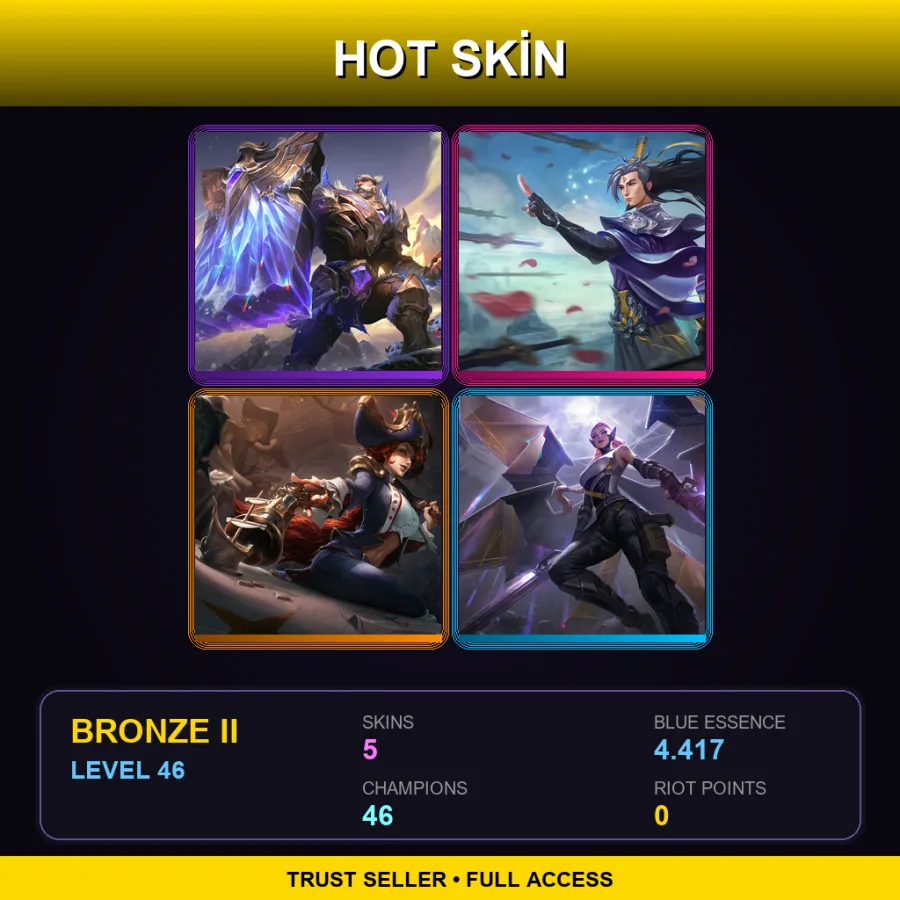 LAN | Lv46 | Bronze II | 5 Skin | 46 Champ — LoL account