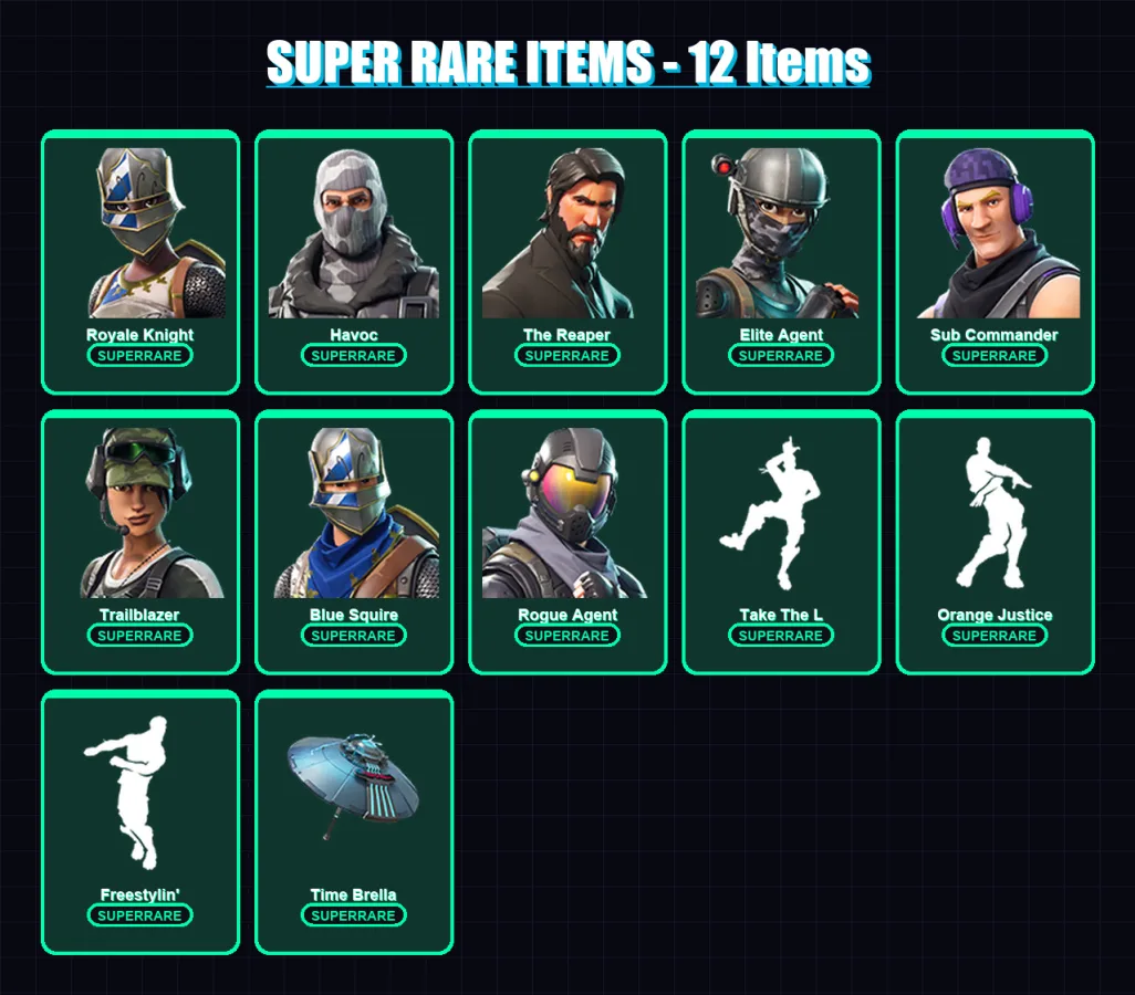 [PS4/PS5/XBOX/PC] | Royale Knight | Havoc | The Reaper | Elite Agent | Sub Commander | 59 skin | 59 pickaxe | 57 emote | 69 glider | Lv1108