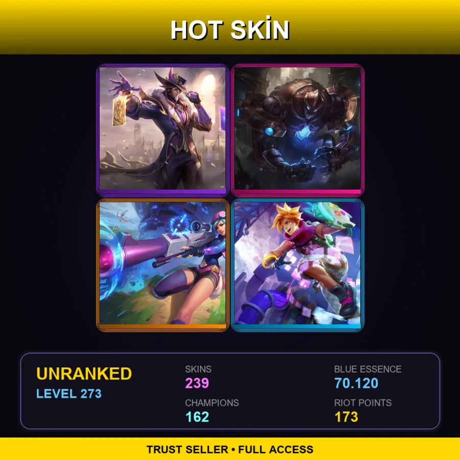 SG | Lv273 | Unranked | 239 Skin | 162 Champ — Unranked / Smurf League of Legends