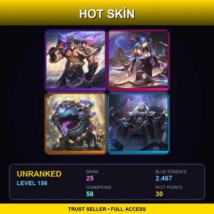 LAS | Lv156 | Unranked | 25 Skin | 58 Champ — Battle Queen Diana