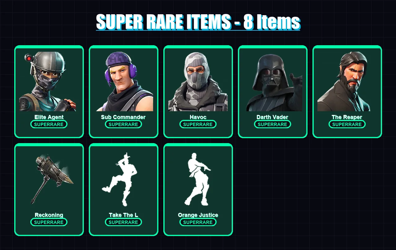 [PC/XBOX] | Elite Agent | Sub Commander | Havoc | Darth Vader | The Reaper | 113 skin | 117 pickaxe | 84 emote | 111 glider | Lv1971