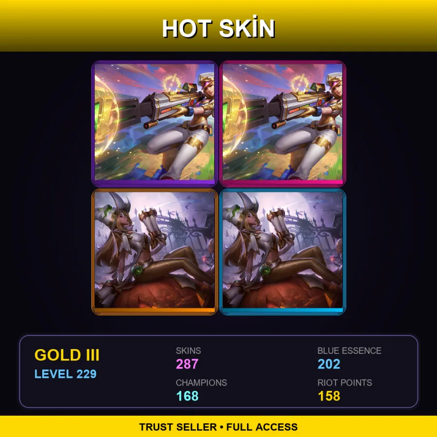 VN | Lv229 | Gold III | 287 Skin | 168 Champ