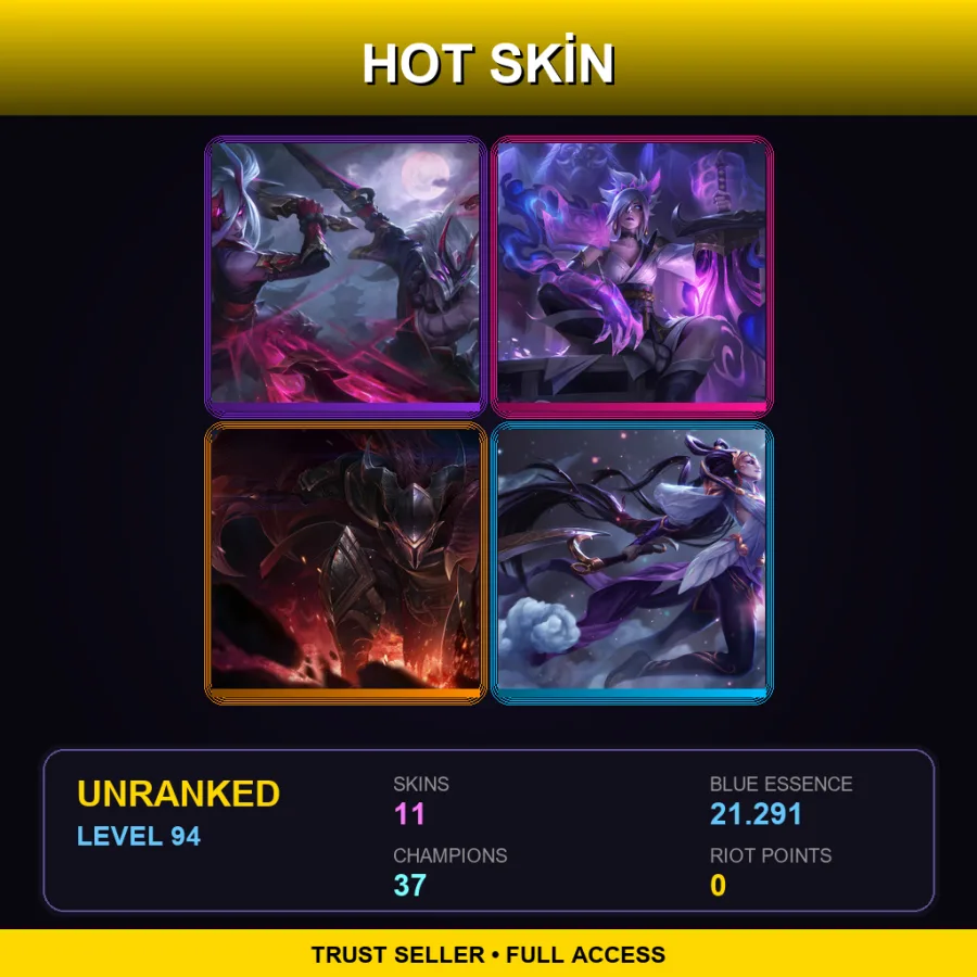EUW | Lv94 | Unranked | 11 Skin | 37 Champ