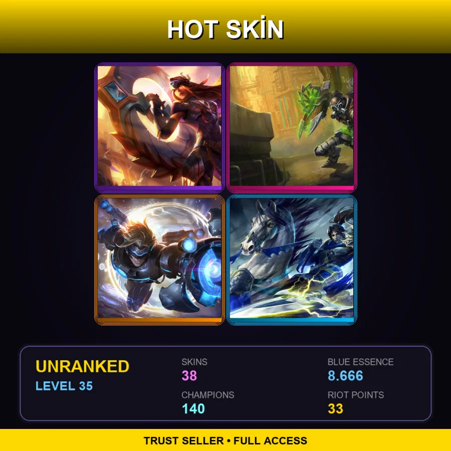 VN | Lv35 | Unranked | 38 Skin | 140 Champ
