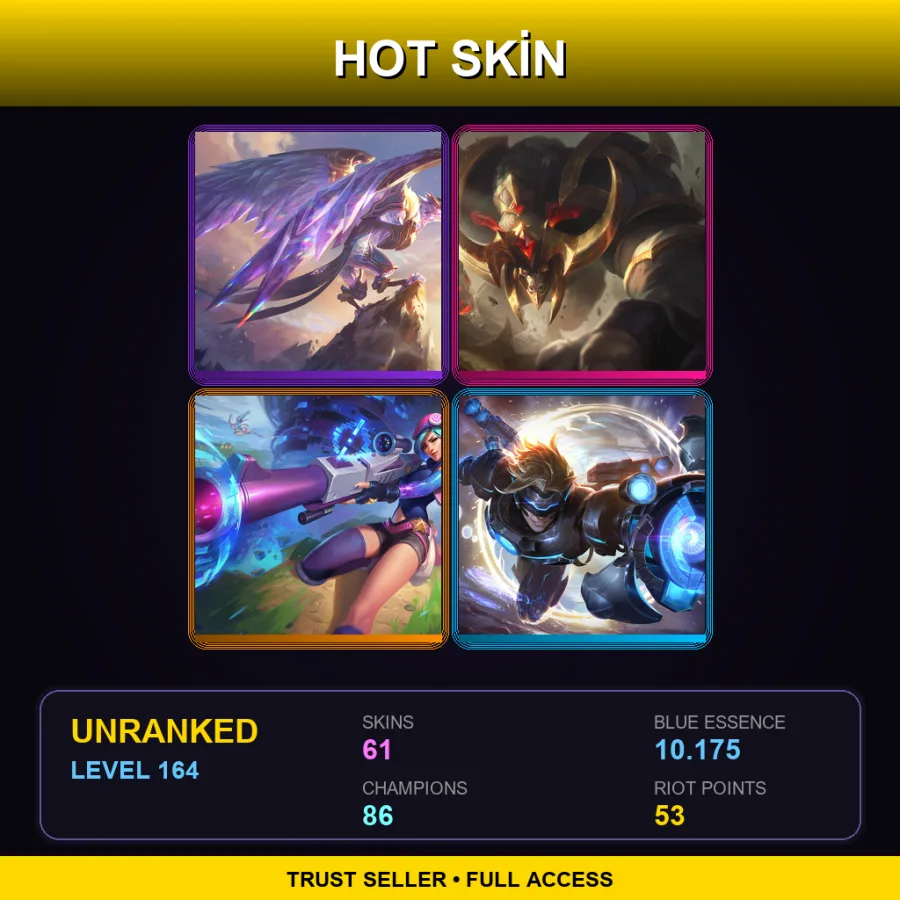 LAN | Lv164 | Unranked | 61 Skin | 86 Champ