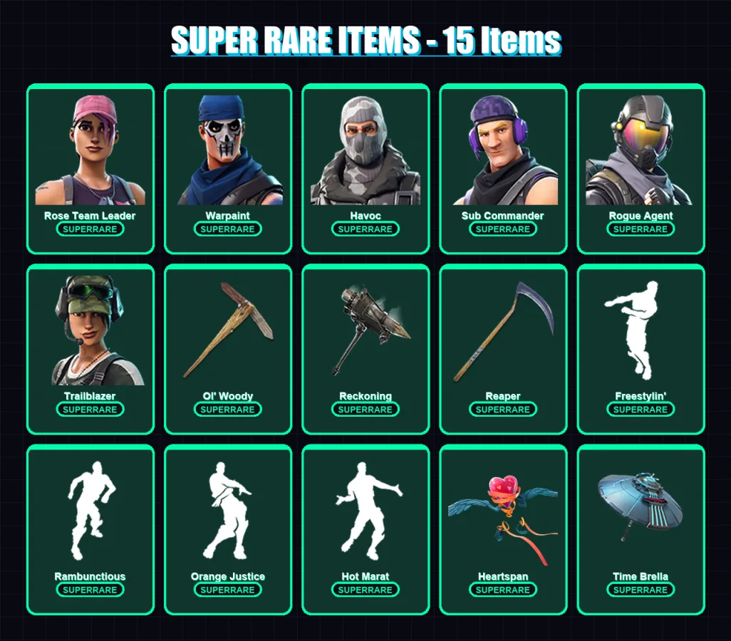 [PC/PSN] | Rose Team Leader | Warpaint | Havoc | Sub Commander | Rogue Agent | 80 skin | 61 pickaxe | 76 emote | 71 glider | Lv816