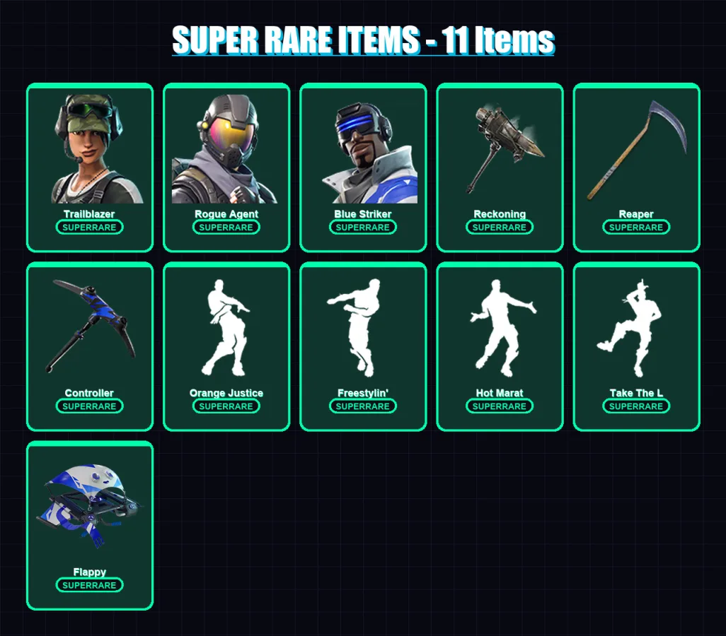 [PC/XBOX/PSN] | Trailblazer | Rogue Agent | Blue Striker | Omen | Dire | 63 skin | 56 pickaxe | 71 emote | 53 glider | Lv807
