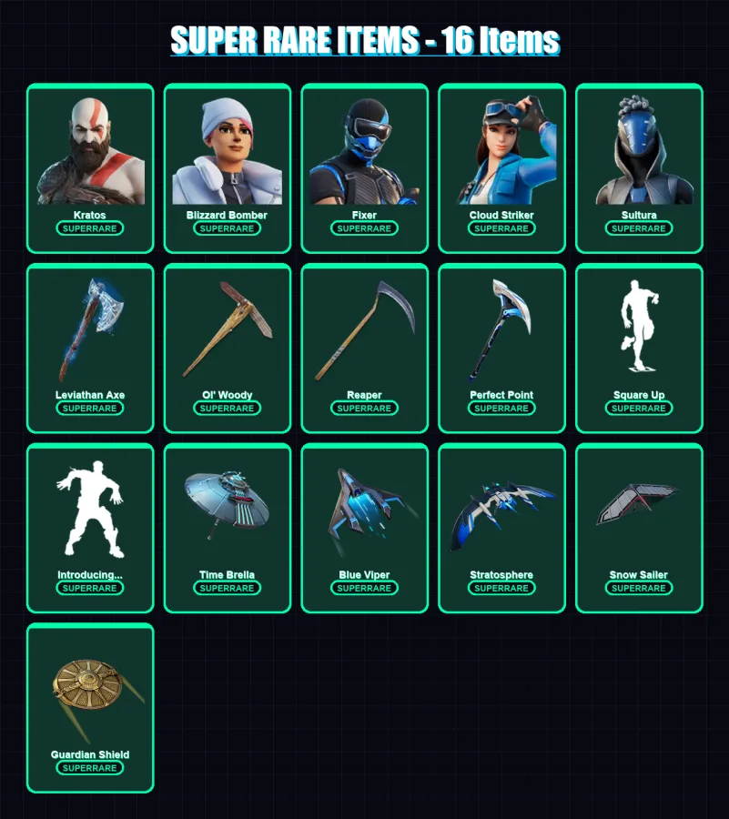 [PS4/PS5/XBOX/PC] | Kratos | Chun-Li | Major Lazer | Galaxy Scout | Polarity | 191 skin | 193 pickaxe | 152 emote | 114 glider | Lv1869