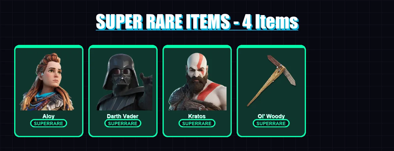 [PC/PSN] | Aloy | Darth Vader | Kratos | Son Goku | Alli | 155 skin | 132 pickaxe | 77 emote | 103 glider | Lv1394