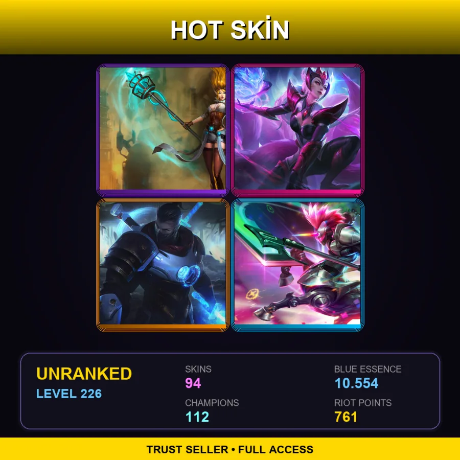 LAN | Lv226 | Unranked | 94 Skin | 112 Champ