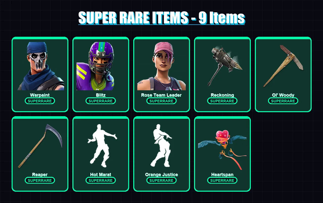 [PC/XBOX/PSN] | Warpaint | Blitz | Rose Team Leader | Frostbite | Valor | 116 skin | 56 pickaxe | 70 emote | 52 glider | Lv506