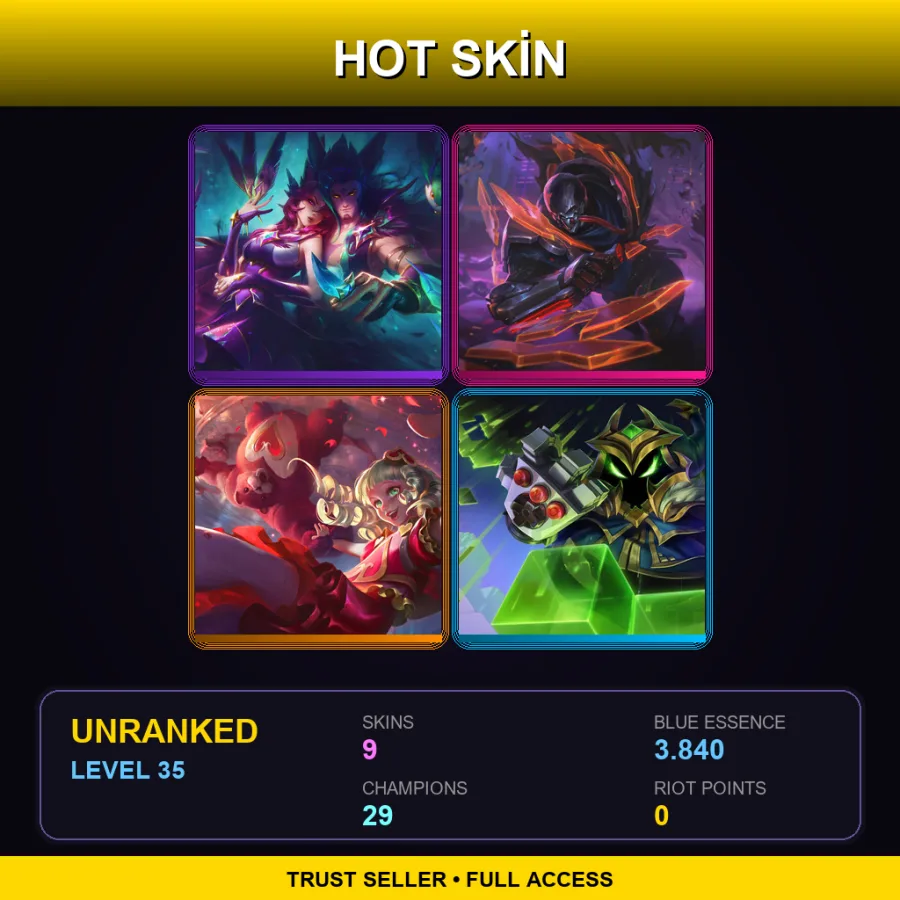 EUW | Lv35 | Unranked | 9 Skin | 29 Champ