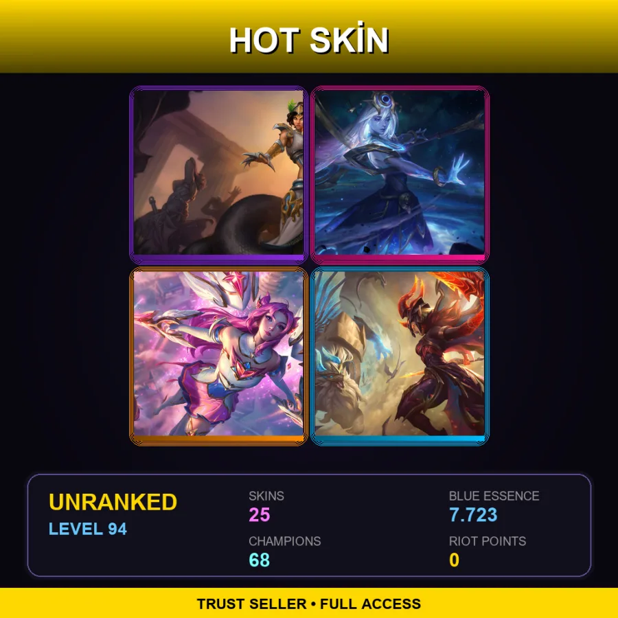ME | Lv94 | Unranked | 25 Skin | 68 Champ — Unranked / Smurf League of Legends