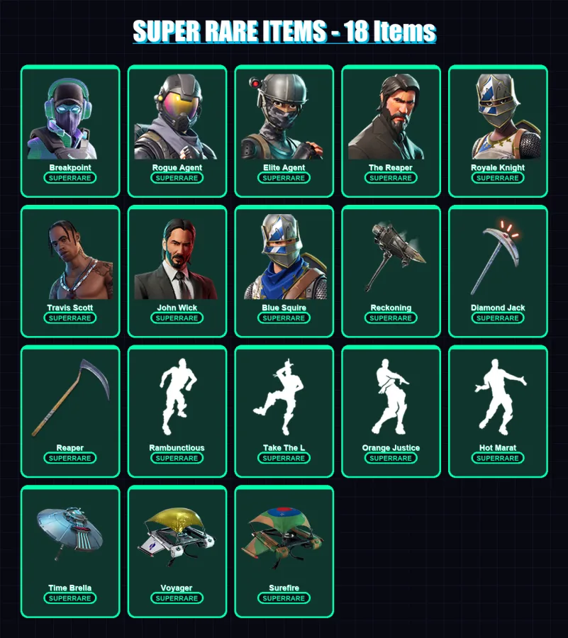 [PC/XBOX/PSN] | Breakpoint | Rogue Agent | Elite Agent | The Reaper | Royale Knight | 181 skin | 180 pickaxe | 144 emote | 140 glider | Lv2350 — Fortnite account