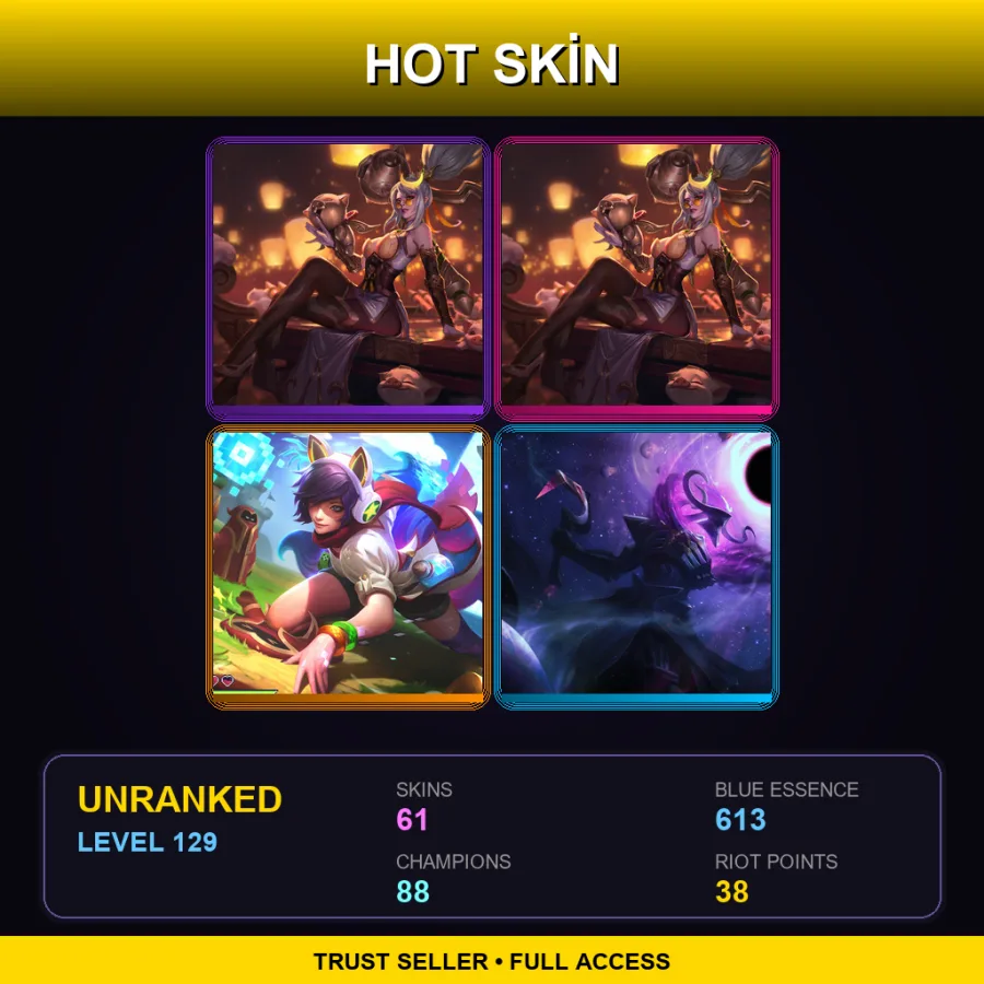 SG | Lv129 | Unranked | 61 Skin | 88 Champ — Superb Villain Veigar