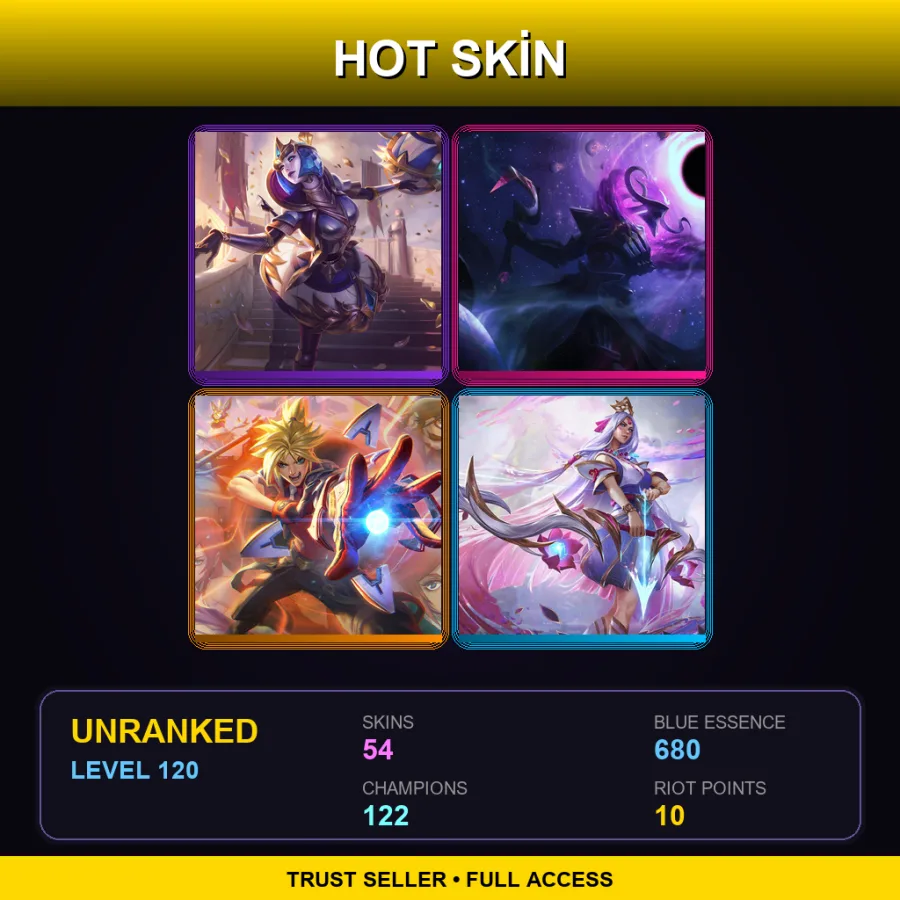 EUW | Lv120 | Unranked | 54 Skin | 122 Champ