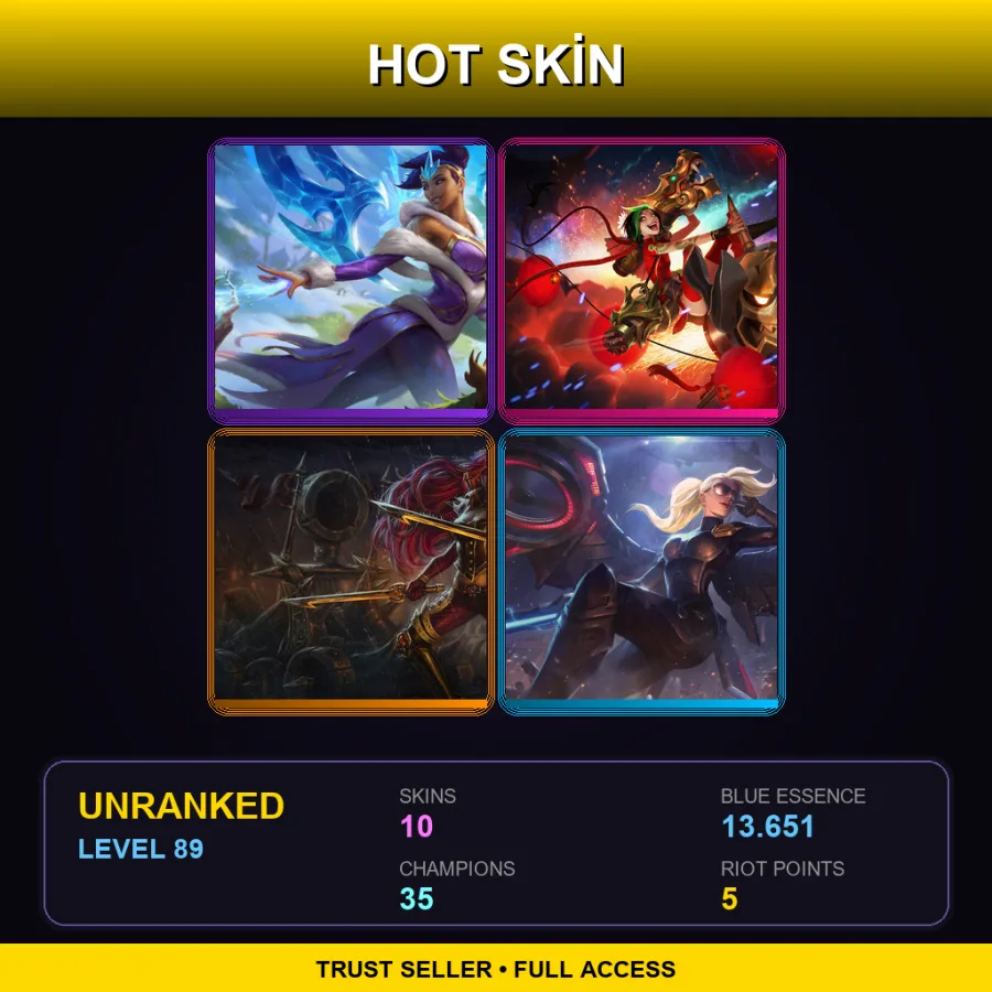 LAN | Lv89 | Unranked | 10 Skin | 35 Champ — LoL account