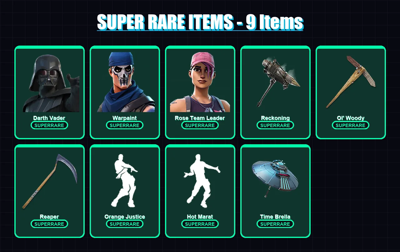 [PC/PSN] | Darth Vader | Warpaint | Rose Team Leader | Snap | Midas | 187 skin | 216 pickaxe | 226 emote | 182 glider | Lv2380