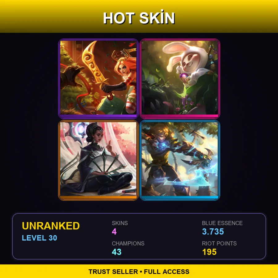 EUNE | Slay Belle Katarina | Cottontail Teemo | Traditional Karma | Nottingham Ezreal | 4 Skin | 43 Champ | Lv30