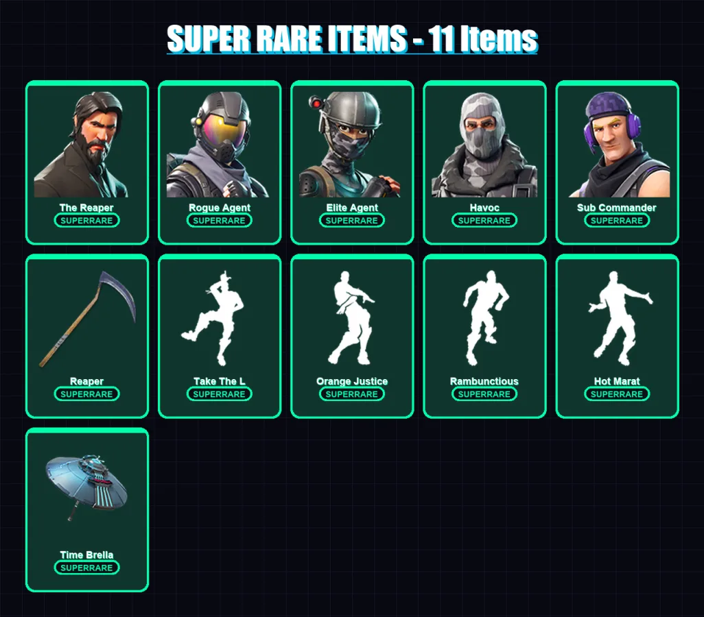 [PC/PSN] | The Reaper | Rogue Agent | Elite Agent | Havoc | Sub Commander | 50 skin | 52 pickaxe | 61 emote | 47 glider | Lv783