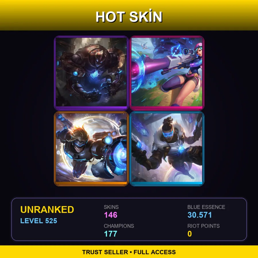LAN | Lv525 | Unranked | 146 Skin | 177 Champ