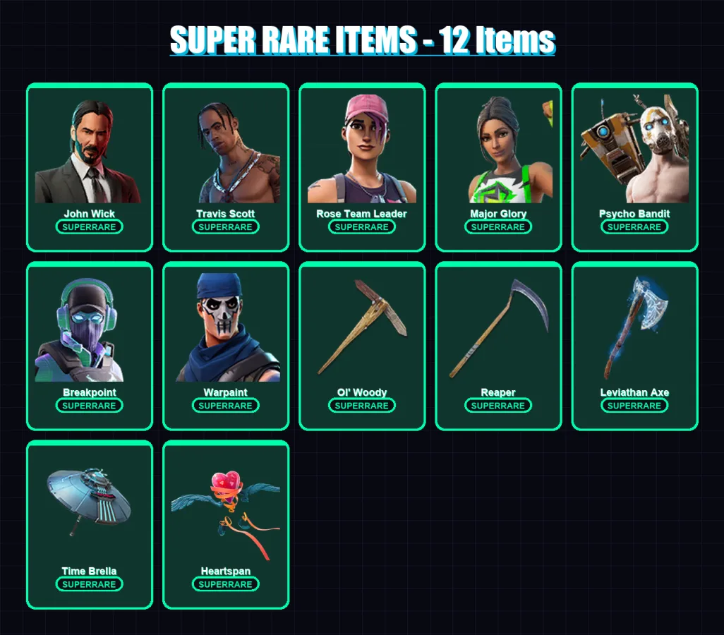 [PC/PSN] | John Wick | Travis Scott | Rose Team Leader | Major Glory | Psycho Bandit | 227 skin | 202 pickaxe | 189 emote | 168 glider | Lv2168