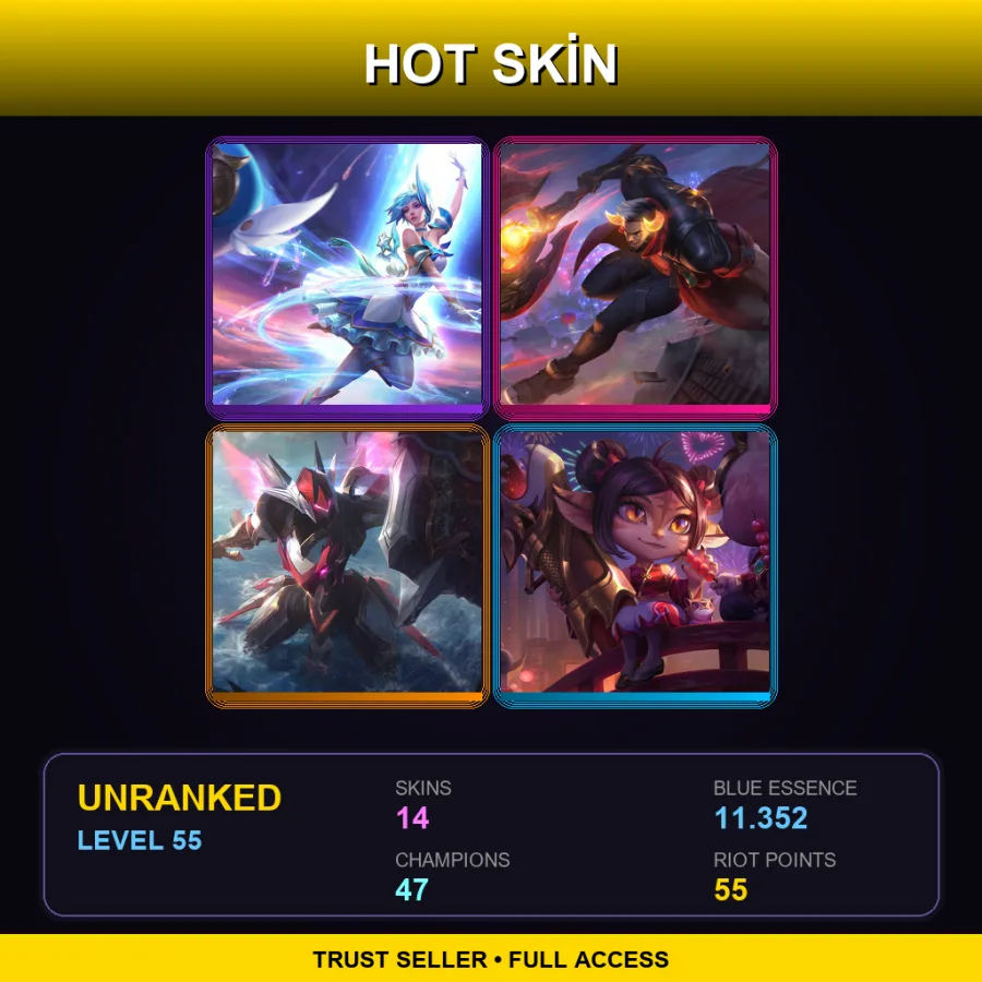 BR | Lv55 | Unranked | 14 Skin | 47 Champ — LoL account