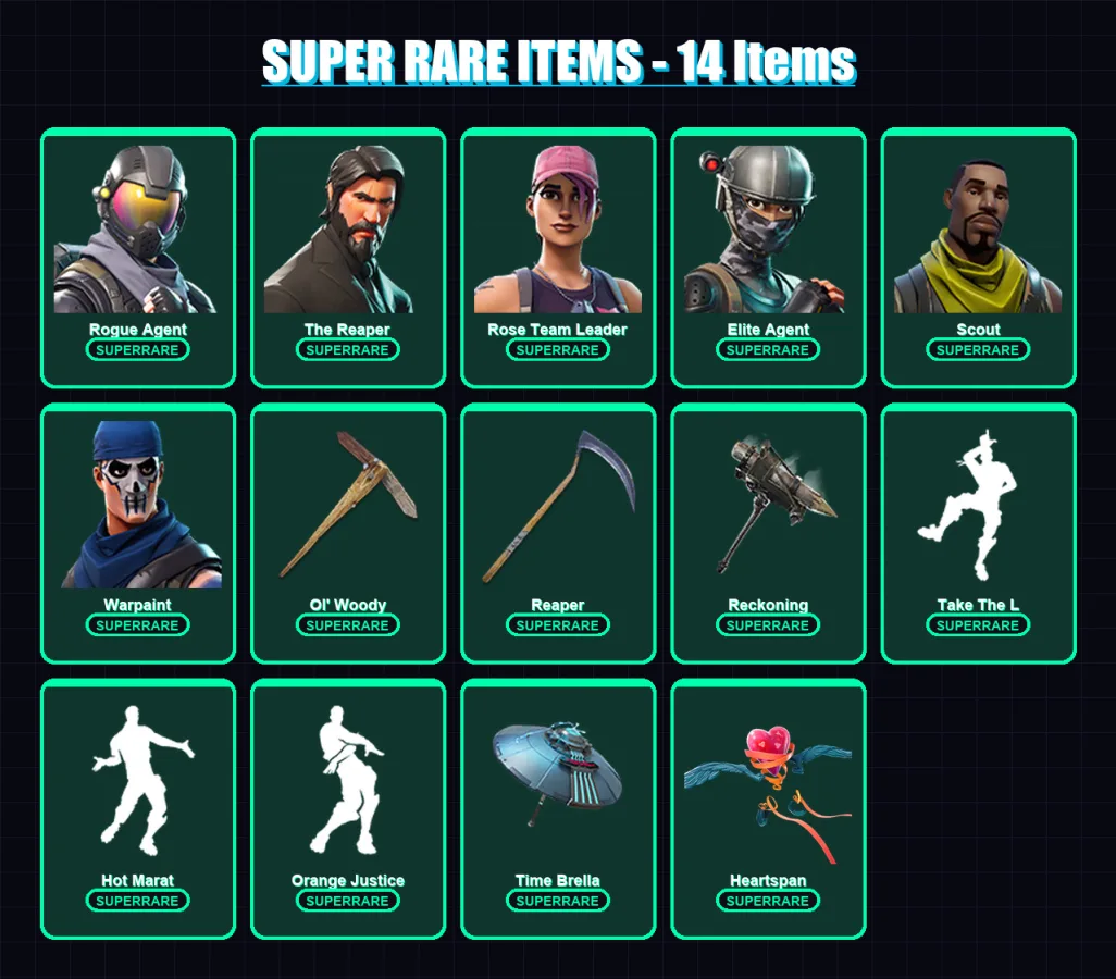 [PC/XBOX/PSN] | Rogue Agent | The Reaper | Rose Team Leader | Elite Agent | Scout | 101 skin | 84 pickaxe | 92 emote | 91 glider | Lv1016 — Fortnite account