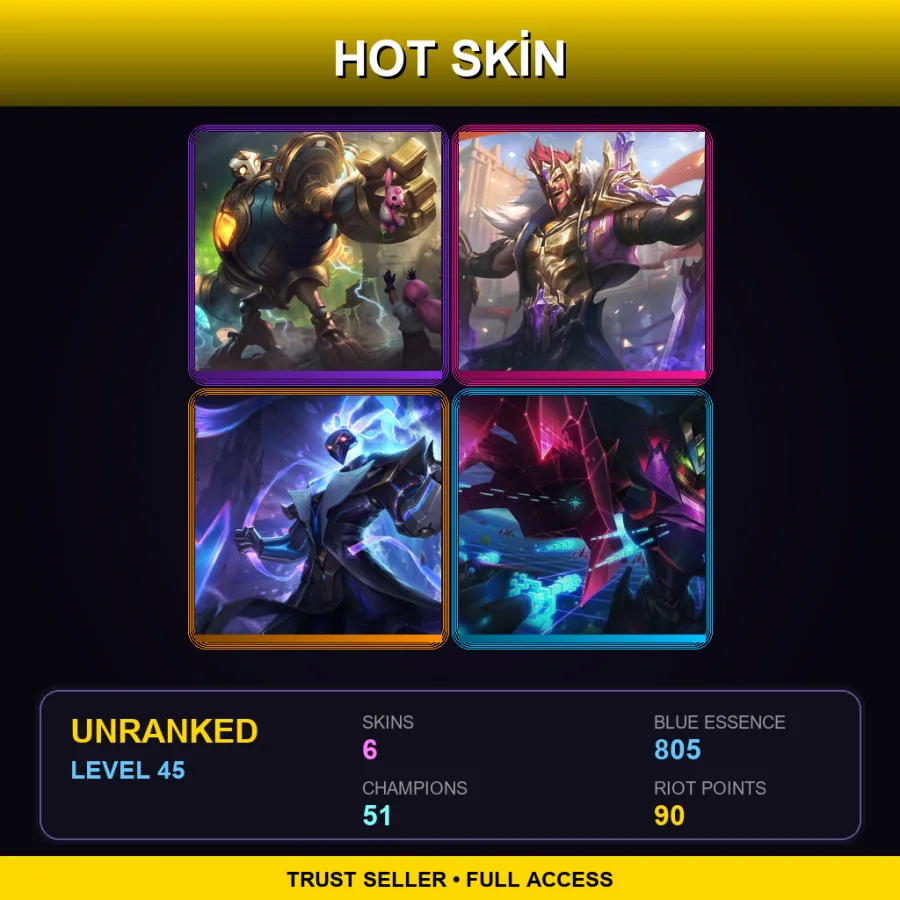 EUW | Lv45 | Unranked | 6 Skin | 51 Champ