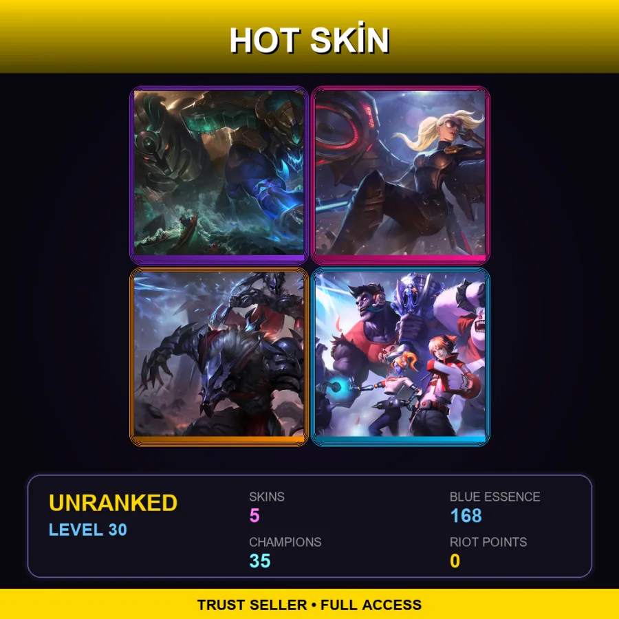 EUW | Lv30 | Unranked | 5 Skin | 35 Champ — LoL account