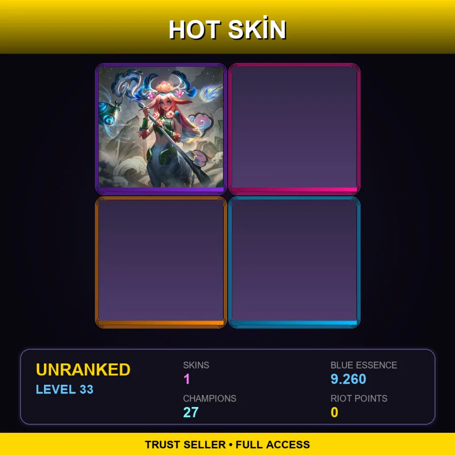 EUW | Lv33 | Unranked | 1 Skin | 27 Champ — LoL account