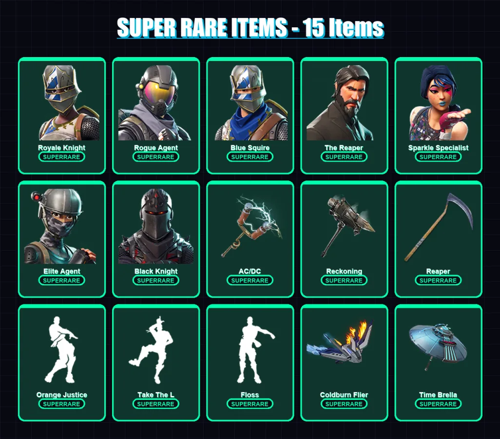 [PC/PSN] | Royale Knight | Rogue Agent | Blue Squire | The Reaper | Sparkle Specialist | 258 skin | 149 pickaxe | 91 emote | 72 glider | Lv958 — Fortnite account