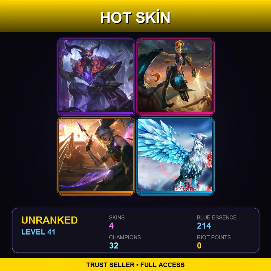 EUW | Lv41 | Unranked | 4 Skin | 32 Champ