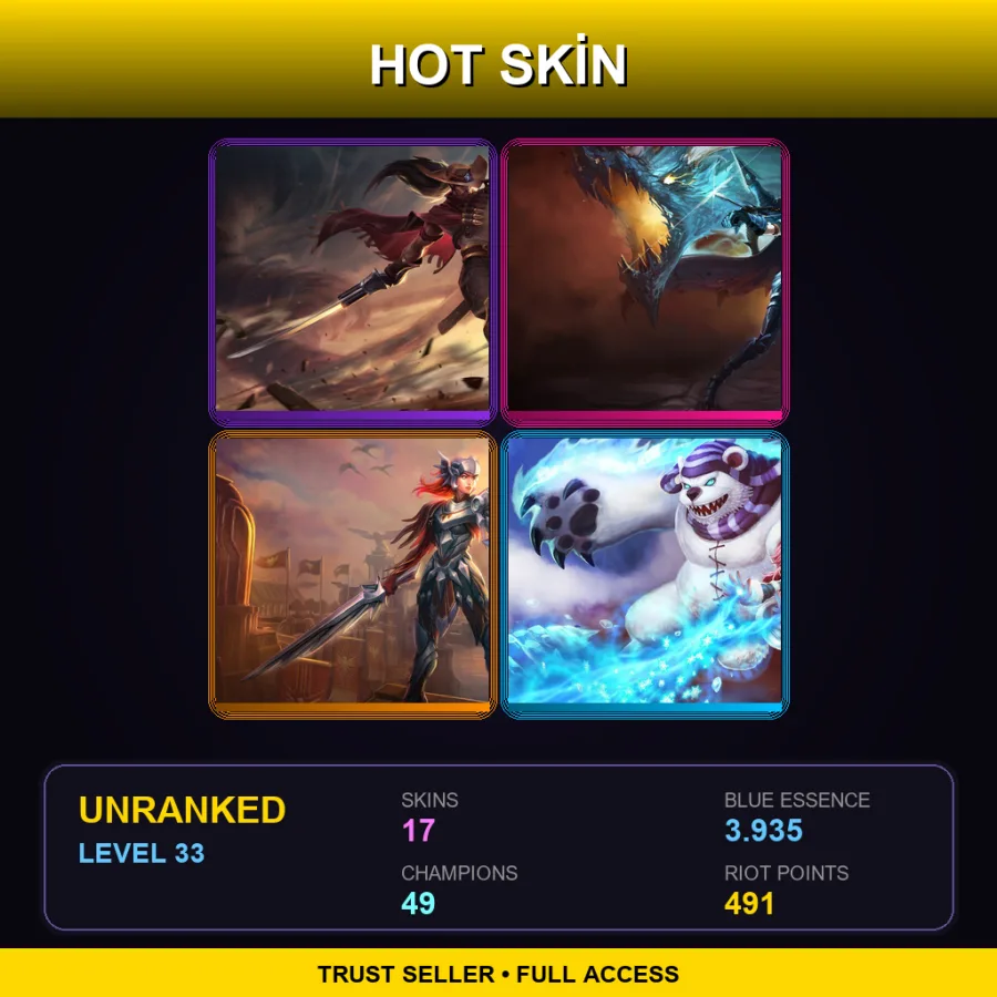 NA | Lv33 | Unranked | 17 Skin | 49 Champ