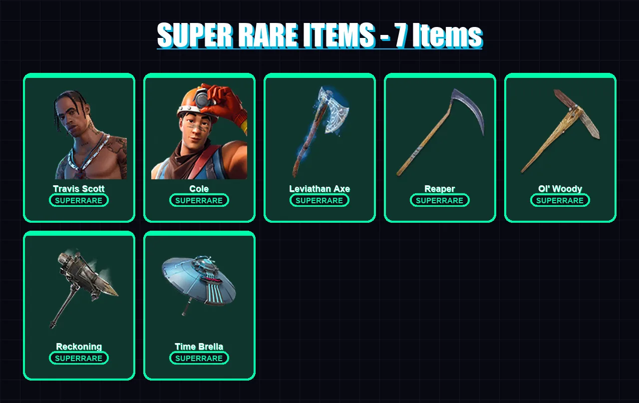 [PC/PSN] | Travis Scott | Cole | Menace | Deadpool | Calamity | 106 skin | 153 pickaxe | 111 emote | 118 glider | Lv1956