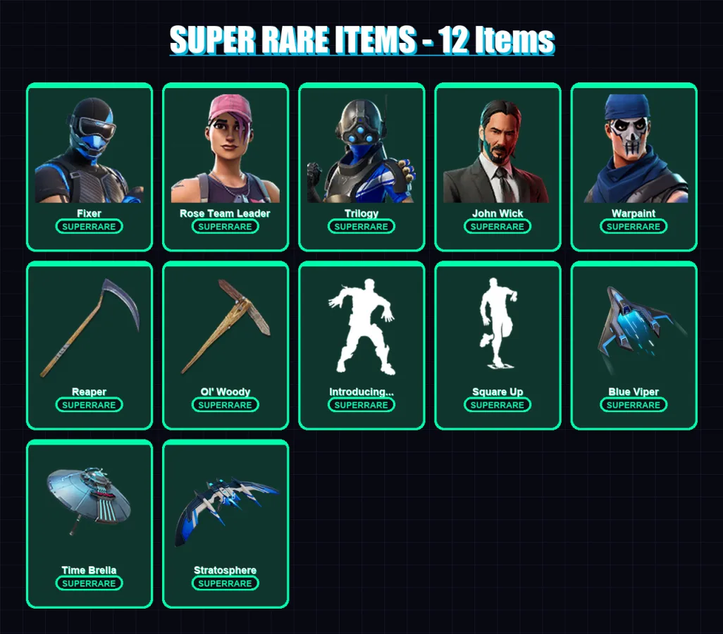 [PS4/PS5/XBOX/PC] | Fixer | Rose Team Leader | Trilogy | John Wick | Warpaint | 155 skin | 160 pickaxe | 117 emote | 123 glider | Lv1834 — Fortnite account