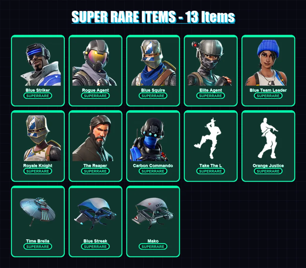 [PS4/PS5/PC] | Blue Striker | Rogue Agent | Blue Squire | Elite Agent | Blue Team Leader | 73 skin | 84 pickaxe | 91 emote | 78 glider | Lv1191
