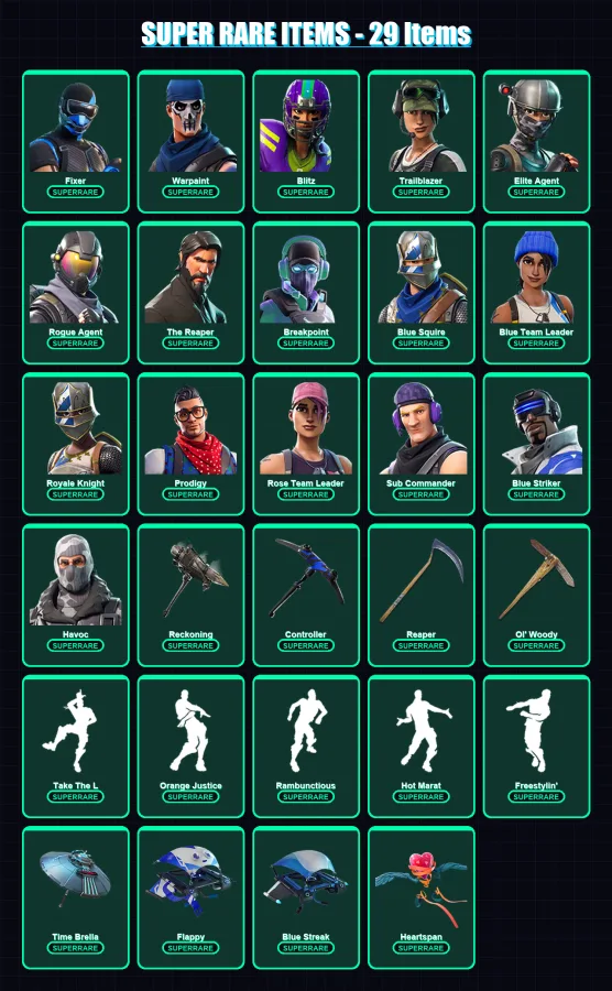 [PS4/PS5/XBOX/PC] | Fixer | Warpaint | Blitz | Trailblazer | Elite Agent | 103 skin | 96 pickaxe | 112 emote | 95 glider | Lv1469