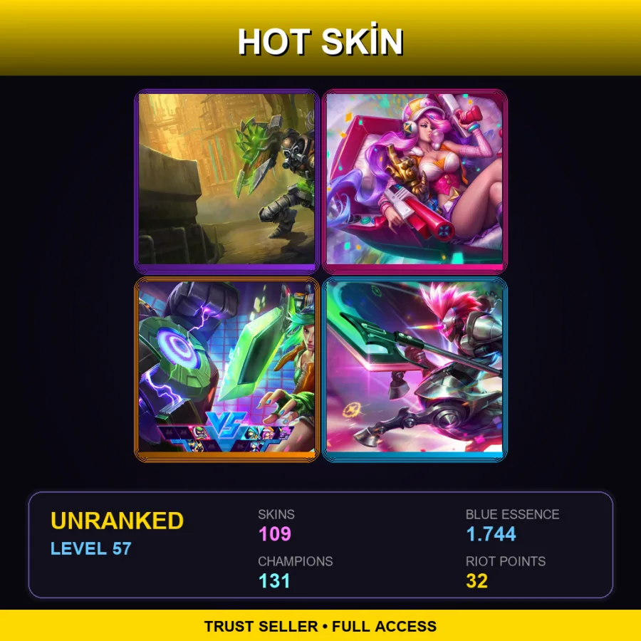 NA | Lv57 | Unranked | 109 Skin | 131 Champ — Dragonslayer Vayne