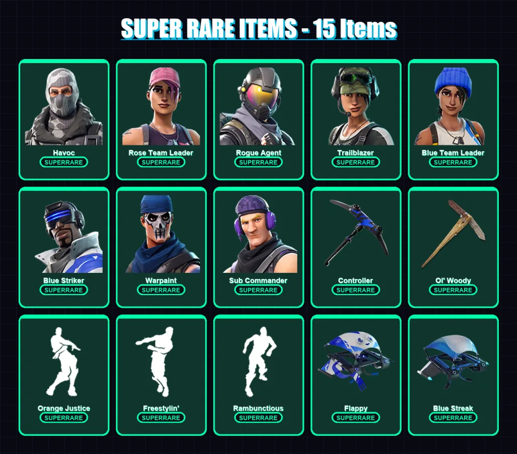 [SWITCH/XBOX/PC] | Havoc | Rose Team Leader | Rogue Agent | Trailblazer | Blue Team Leader | 76 skin | 76 pickaxe | 69 emote | 64 glider | Lv1006